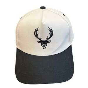 Bucked Up Snapback Baseball Cap Men's Adjustable White Black Deer Antler Logo